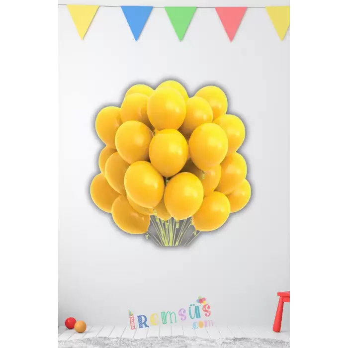 Sarı Renkli Pastel Ton Lateks Balon 10 Adet Sarı Konsept Doğum Günü Süsleme Balonu