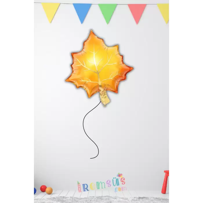 Sarı Yaprak Figür Folyo Helyum Balon 60 cm Sonbahar Konsept Folyo Balon Süsleme