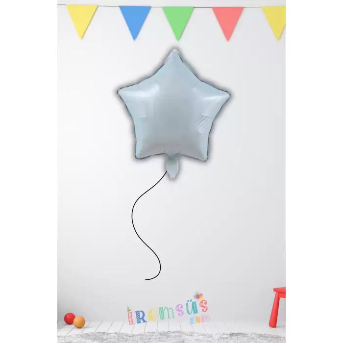 Satin Mavi Renk Folyo Yıldız Helyum Balon 45 CM 1 adet Set Retro Renk Folyo Yıldız