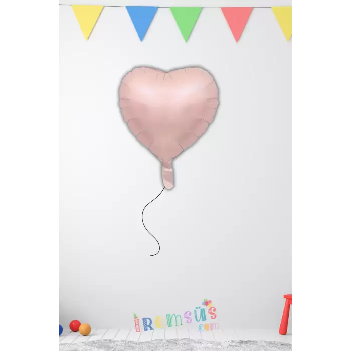 Satin Pembe Renk Konsept Folyo Kalp Balon 18 45 Mat Renk Retro Konsept Balon