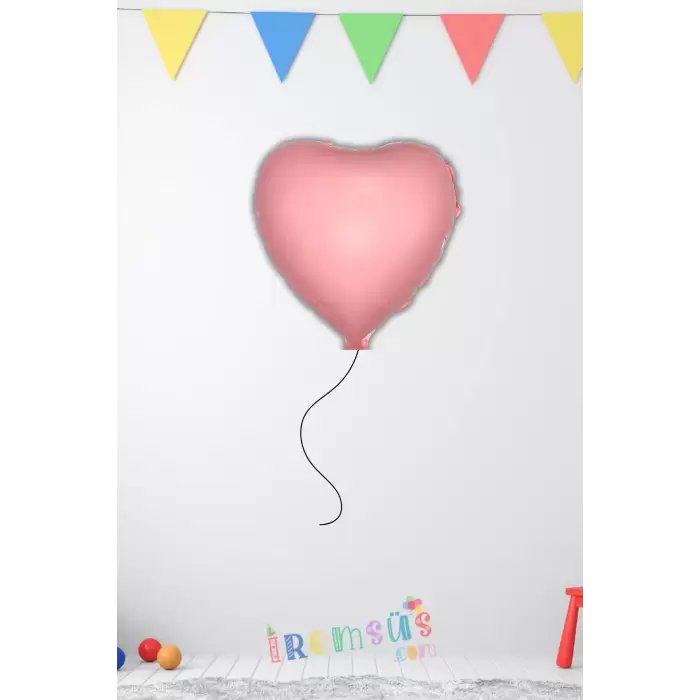 Şeker Pembe Renk Konsept Folyo Kalp Balon 18 45 Mat Renk Retro Konsept Balon