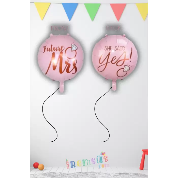 She Said Yes Yazılı Yuvarlak Folyo Helyum Balon 24 Bride To Be Süsleme Balonu