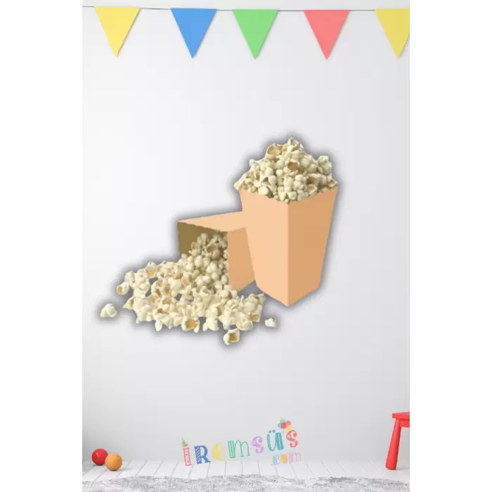 Somon Konsept Renkli Mısır Kutusu Popcorn 8 li Somon Tema Masa Üstü Süslemesi