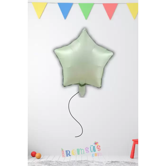 Su Yeşili Renk Folyo Yıldız Helyum Balon 45 CM 1 adet Set Retro Renk Folyo Yıldız