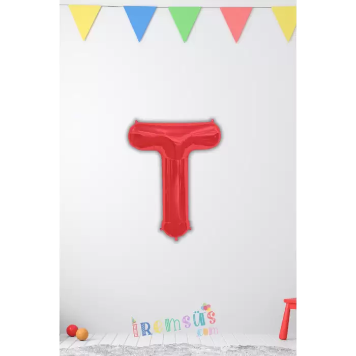 T Harfi Doğum Günü Kırmızı Renk Folyo Balon 16 36 Cm T Harf Folyo Balon Red Konsept