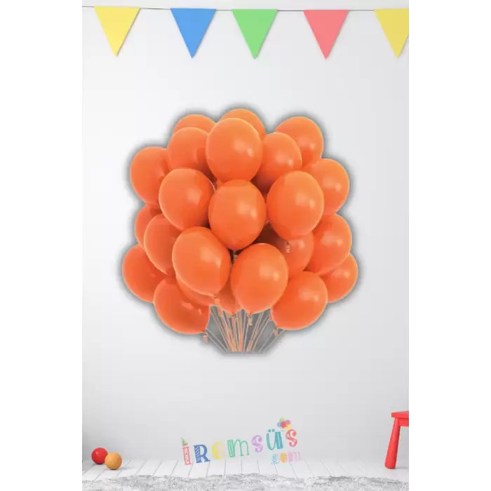 Turuncu Renkli Pastel Ton Lateks Balon 10 Adet Turuncu Konsept Doğum Günü Süsleme Balonu