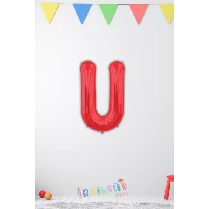 U-Ü Harfi Doğum Günü Kırmızı Renk Folyo Balon 16 36 Cm U-Ü Harf Folyo Balon Red Konsept