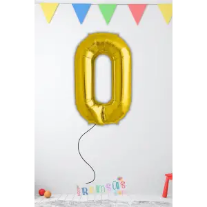 0 Rakam Doğum Günü Gold Renk Folyo Helyum Balon 34 76 Cm 0 Rakam Folyo Balon