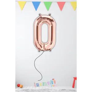 0 Rakam Doğum Günü Rose Renk Folyo Helyum Balon 34 76 Cm 0 Rakam Folyo Balon