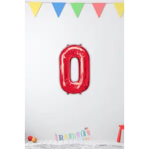 0 Rakam Kırmızı Renk Folyo Balon 40 Cm