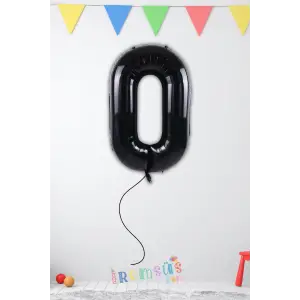 0 Rakamı Siyah Renk Folyo Helyum Balon 34 76 Cm 0 Rakam Folyo Balon Balon