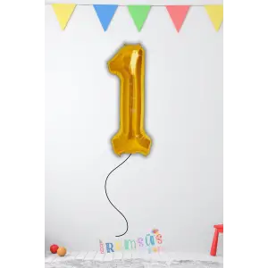 1 Yaş Doğum Günü Gold Renk Folyo Helyum Balon 34 76 Cm 1 Yaş Folyo Balon