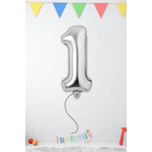 1 Yaş Doğum Günü Gümüş Renk Folyo Helyum Balon 34 76 Cm 1 Yaş Folyo Balon