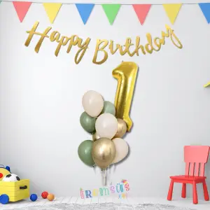 1 Yaş Doğum Günü Partisi Gold Tema Balon Süsleme Seti