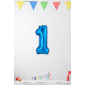 1 Yaş Doğum Günü Partisi Mavi Renk Folyo Balon 16 36 Cm 1 Rakam Folyo Balon Mavi Konsept
