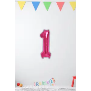 1 Yaş Doğum Günü Partisi Pembe Renk Folyo Balon 16 36 Cm 1 Rakam Folyo Balon Pembe Konsept