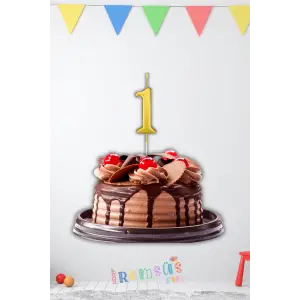 1 Yaş Doğum Günü Partisi Rakam Şeklinde Pasta Mumu Gold Renk 1 Yaş Doğum Günü