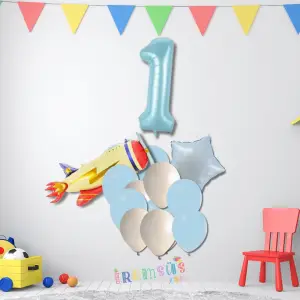 1 Yaş Doğum Günü Partisi Uçak Tema Balon Süsleme Seti