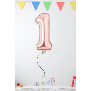 1 Yaş Doğum Günü Rose Renk Folyo Helyum Balon 34 76 Cm 1 Yaş Folyo Balon