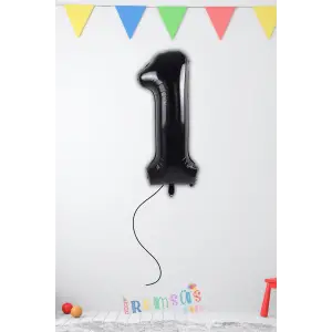 1 Yaş Doğum Günü Siyah Renk Folyo Helyum Balon 34 76 Cm 1 Rakam Folyo Balon Balon