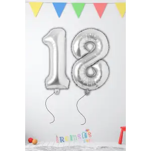 18 Yaş Doğum Günü Gümüş Renk Folyo Helyum Balon 34 76 Cm 18 Yaş Folyo Balon