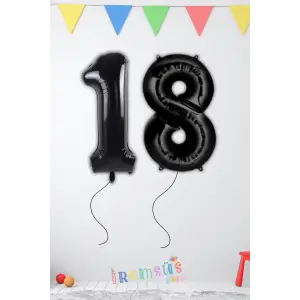 18 Yaş Doğum Günü Siyah Renk Folyo Helyum Balon 34 76 Cm 18 Yaş Folyo Balon