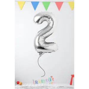 2 Yaş Doğum Günü Gümüş Renk Folyo Helyum Balon 34 76 Cm 2 Yaş Folyo Balon