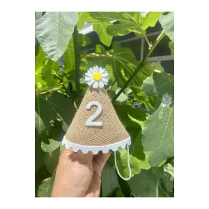 2 Yaş Doğum Günü Partisi 2 Yazılı Papatyalı Hasır Kukuleta Hasır Konsept 2 Yaş Kukuleta