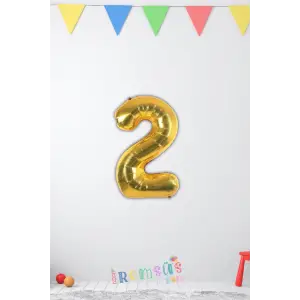 2 Yaş Doğum Günü Partisi Gold Renk Folyo Balon 16 36 Cm 2 Rakam Folyo Rakam Balon Altın Konsept