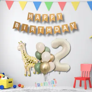 2 Yaş Doğum Günü Partisi Zürafa Tema Balon Süsleme Seti