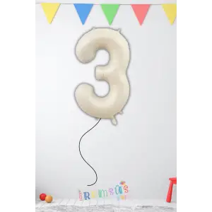 3 Yaş Doğum Günü Krem Renk Folyo Helyum Balon 34 76 Cm 3 Rakam Folyo Balon Balon Retro Renk