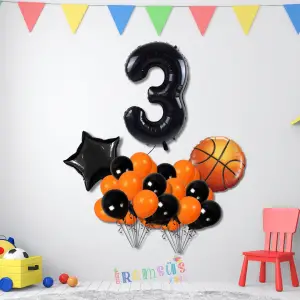 3 Yaş Doğum Günü Partisi Basketbol Tema Balon Süsleme Seti
