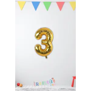 3 Yaş Doğum Günü Partisi Gold Renk Folyo Balon 16 36 Cm 3 Rakam Folyo Rakam Balon Altın Konsept