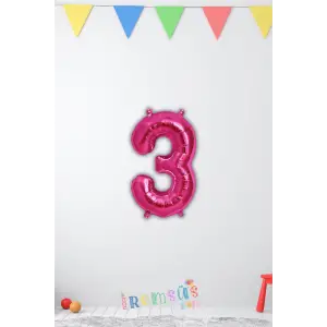3 Yaş Doğum Günü Partisi Pembe Renk Folyo Balon 16 36 Cm 3 Rakam Folyo Balon Pembe Konsept