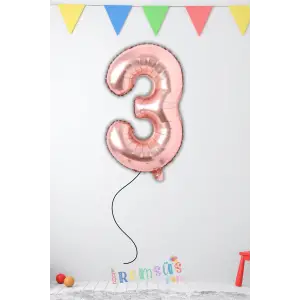 3 Yaş Doğum Günü Rose Renk Folyo Helyum Balon 34 76 Cm 3 Yaş Folyo Balon