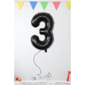 3 Yaş Doğum Günü Siyah Renk Folyo Helyum Balon 34 76 Cm 3 Rakam Folyo Balon Balon