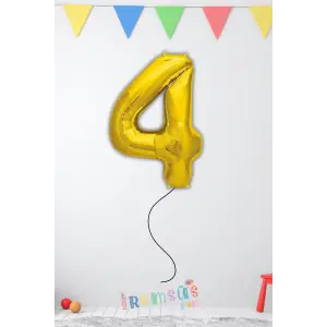 4 Yaş Doğum Günü Gold Renk Folyo Helyum Balon 34 76 Cm 1 Yaş Folyo Balon
