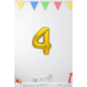 4 Yaş Doğum Günü Partisi Gold Renk Folyo Balon 16 36 Cm 4 Rakam Folyo Rakam Balon Altın Konsept