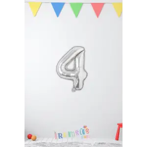 4 Yaş Doğum Günü Partisi Gümüş Renk Folyo Balon 16 36 Cm 4 Rakam Folyo Balon Silver Konsept