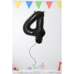 4 Yaş Doğum Günü Siyah Renk Folyo Helyum Balon 34 76 Cm 4 Rakam Folyo Balon Balon
