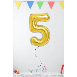 5 Yaş Doğum Günü Gold Renk Folyo Helyum Balon 34 76 Cm 5 Yaş Folyo Balon