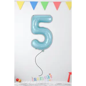 5 Yaş Doğum Günü Mavi Renk Folyo Helyum Balon 34 76 Cm 5 Yaş Folyo Balon