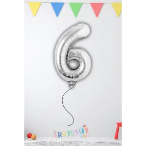 6 Yaş Doğum Günü Gümüş Renk Folyo Helyum Balon 34 76 Cm 6 Yaş Folyo Balon