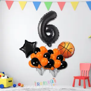 6 Yaş Doğum Günü Partisi Basketbol Tema Balon Süsleme Seti