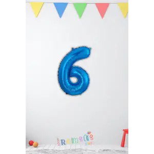 6 Yaş Doğum Günü Partisi Mavi Renk Folyo Balon 16 36 Cm 6 Rakam Folyo Balon Mavi Konsept