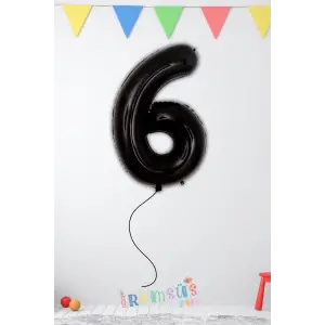 6 Yaş Doğum Günü Siyah Renk Folyo Helyum Balon 34 76 Cm 6 Rakam Folyo Balon Balon