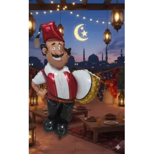 Ramazan Davulcusu Figür Folyo Balon 120 Cm Ayakta Durabilen Ramazan Figür Süsleme Balonu Dini Figür