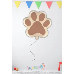 Retro Renk Köpek Patisi Figür Folyo Helyum Balon 45 cm Bej Renk Pati Folyo Balon