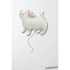 Bej Renk Kedi Figür Folyo Helyum Balon 55 Cm Kedi Şekilli Parti Balonu