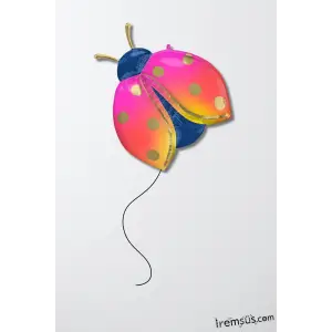 Uğur Böceği Şekilli Folyo Helyum Balonu 83 cm Kanatlı Hayvan Konsept Doğum Günü Süslemesi